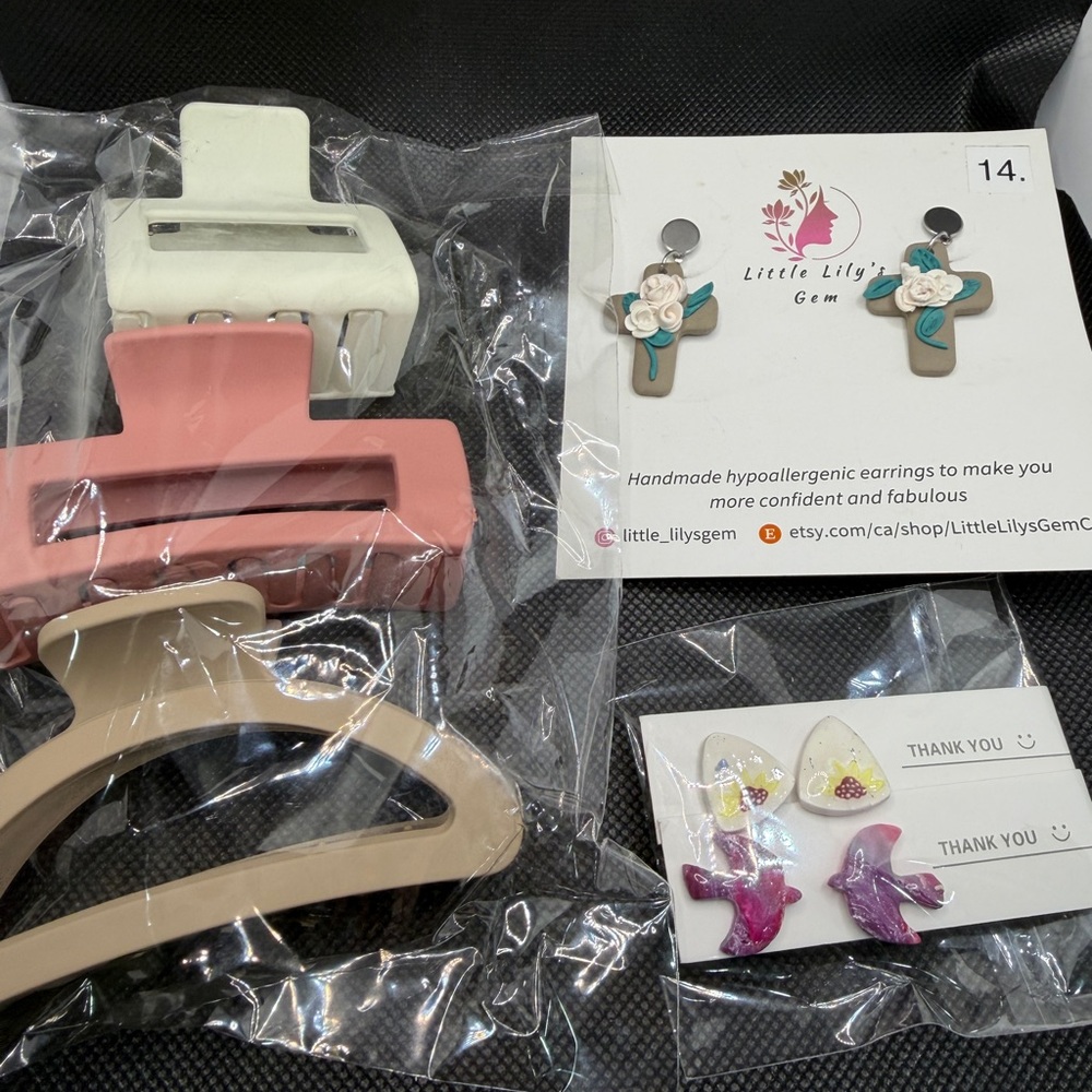 Handmade Jewelry & Hair Claw Set Earrings Bundle Gift Set Cute Accessories